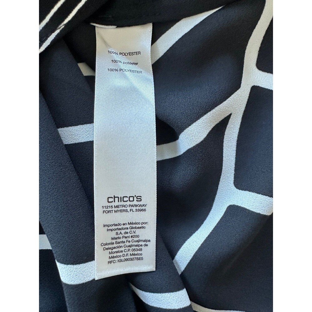 Chico's Black & White Abstract Geometric Tunic Blouse Chico’s 2 (Large / US 12) - Picture 4 of 8